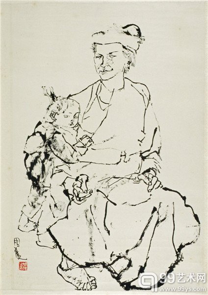 线描人物1/1987年/60x80cm