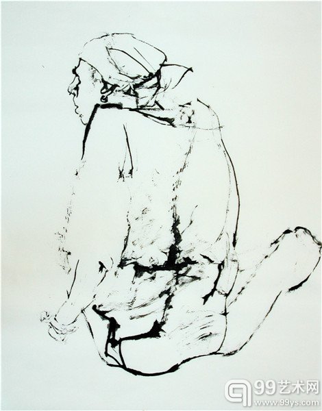 线描人物9/1987年/69x90cm