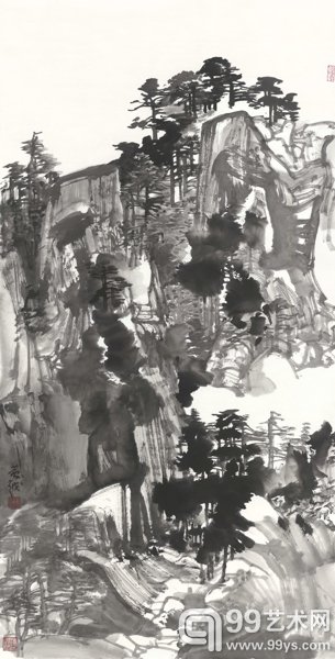 黄越 灵泉诗音 136x68cm 水墨宣纸 2013