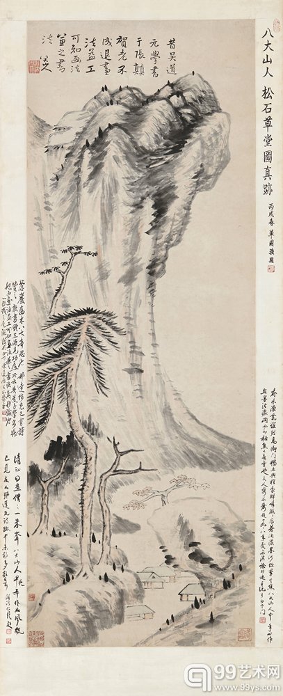 Lot 0047 八大山人《松石草堂图》立轴设色纸本166×60cm 成交价：RMB81,650,000元