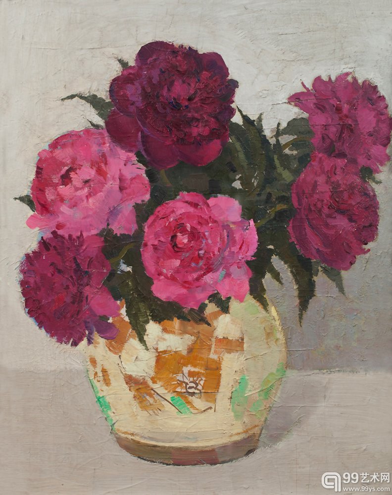 Lot911吴冠中《牡丹花》木板油画 51 x 40.5cm 1960年前后 成交价：RMB9,200,000元