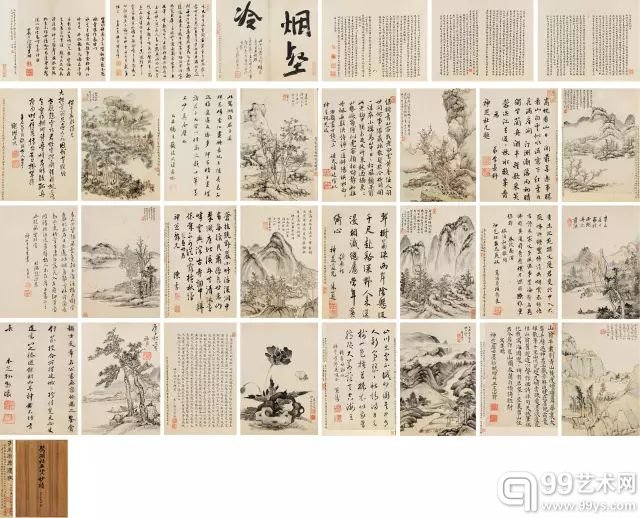 <古画TOP10>  蓝瑛、项圣谟等 赠卞大拙山水书法册 成交价：RMB 20,700,000