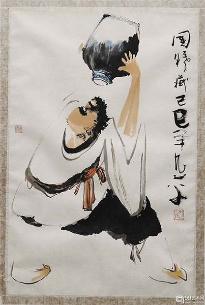 　李琼久 醉酒罗汉 69x45cm 纸本水墨