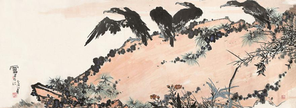 潘天寿 《鹰石图》