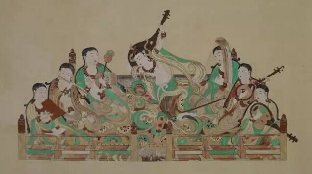 万庚育、冯仲年临摹 反弹琵琶舞乐图  45.5x71.1cm 纸本 1974
