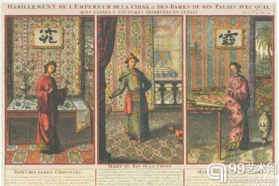 《遗失在西方的中国史:法国彩色画报记录的中国1850-1937》两卷本收录了法国报纸上关于中国报道的彩色石印版画近400张,为我们研究中国古代提供了不一样的观察视角。图集选取了书中一部分影像,展示“法国人眼中的清朝皇帝”。图为顺治皇帝和他的妃子。供图:中国计划出版社