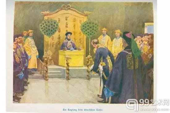 光绪皇帝接见外国使者 出自1901年德国版图书《中国志》