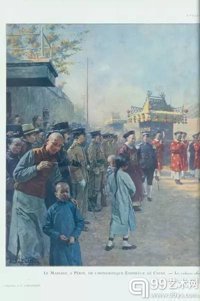 中国名誉皇帝在北京举办婚礼(溥仪送给未婚妻婉容的聘礼送到了新娘家的门前)。1923年6月9日法国《画报》。