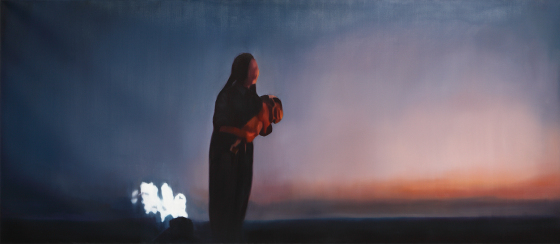 何汶玦,《看电影 - 太阳照常升起之二》 布面油画 200x450cm 2009