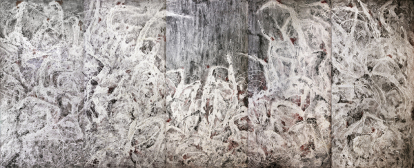 冯放,《鹤韵》综合材料,600×244×10cm
