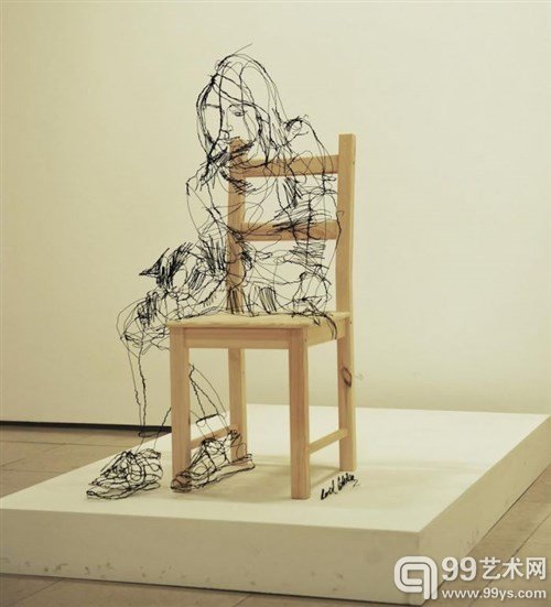 国外艺术家用电线“画出”的3D素描创作