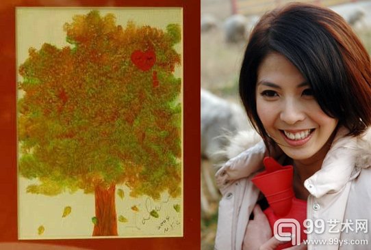 许茹芸的作品。许茹芸的画一如她处女座多愁善感性格，虽然是抽象线条，但看来都有些伤感，许茹芸曾在当红之际远走纽约游学，才有机会重拾画笔，她拜师学画，老师夸她对颜色有天分，离开美国前，她不得不结束一段远距离恋情，送给对方的分手礼物，就是她的自画像。
