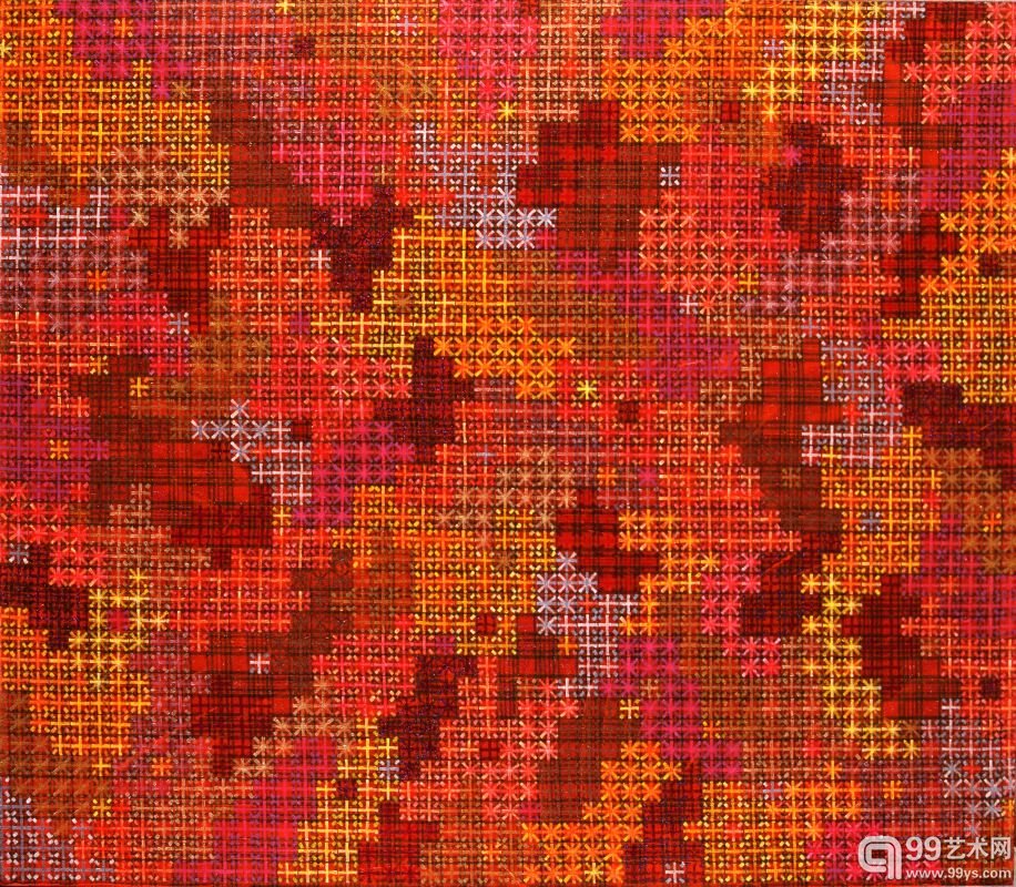丁乙，十示2003-9 现成品，140x160cm，布面丙烯，2003