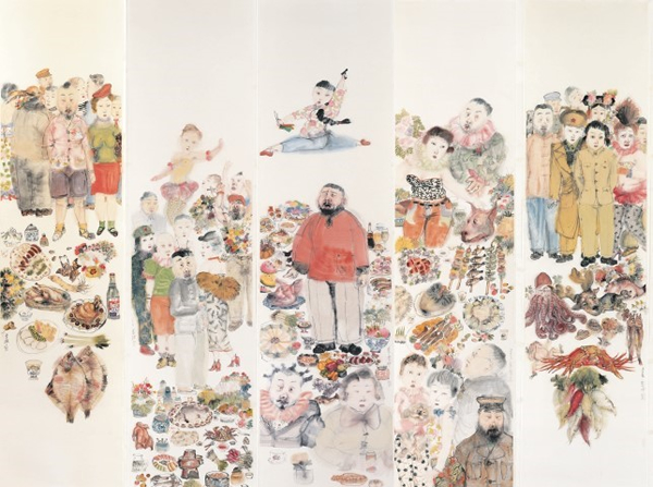 李津（1958 年生）《盛宴》（五张一组）2007 年作