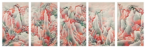 仇德树（1948 年生）《山水》（五张一组） 2005 年作