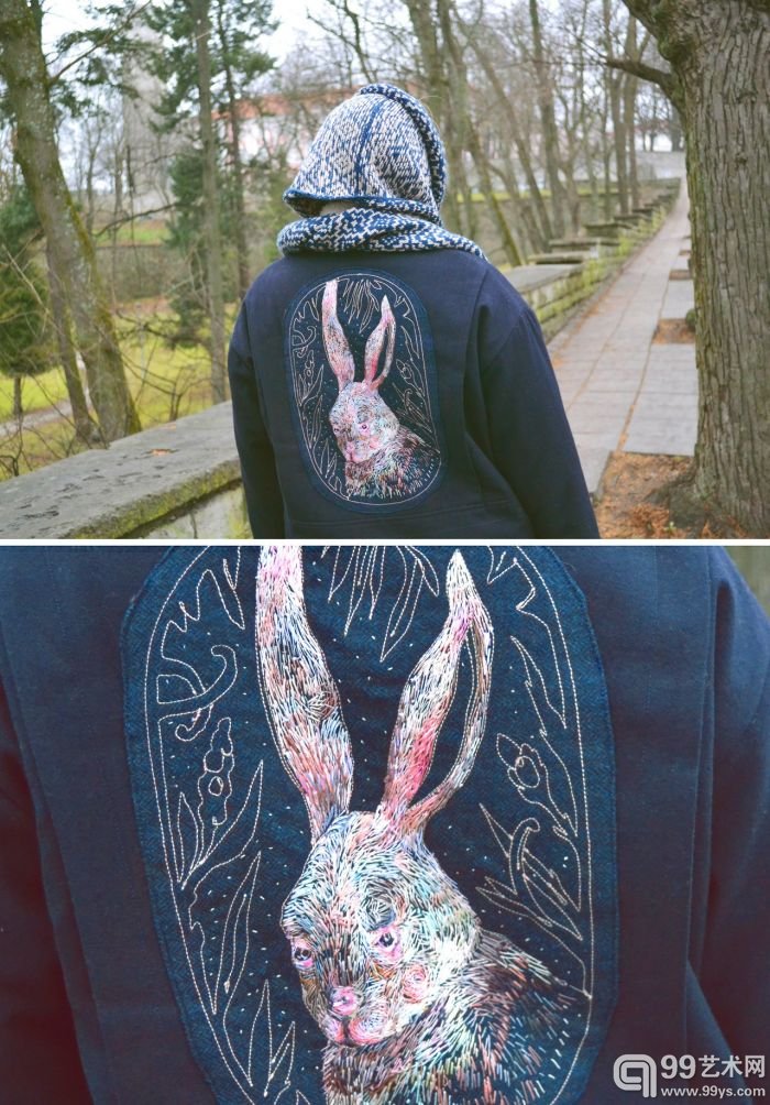 铅笔画般的手工刺绣