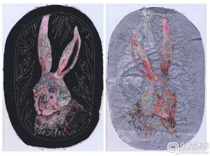 铅笔画般的手工刺绣