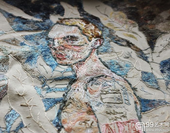 铅笔画般的手工刺绣