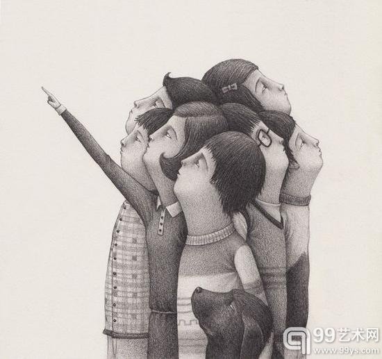 David Álvarez的插画：穿华服的鸟儿
