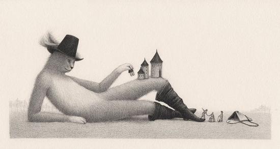 David Álvarez的插画：穿华服的鸟儿