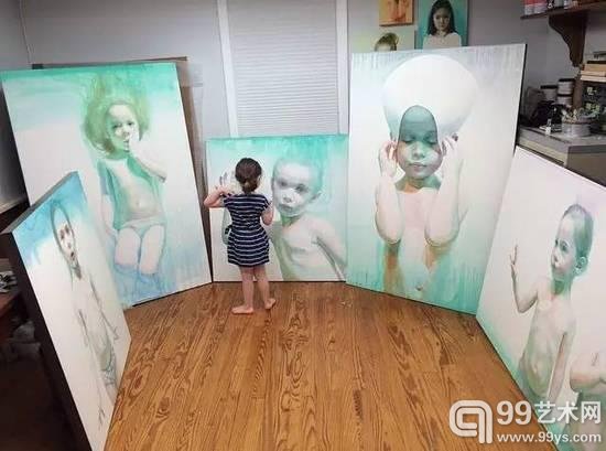 患听力缺失症艺术家的水彩画
