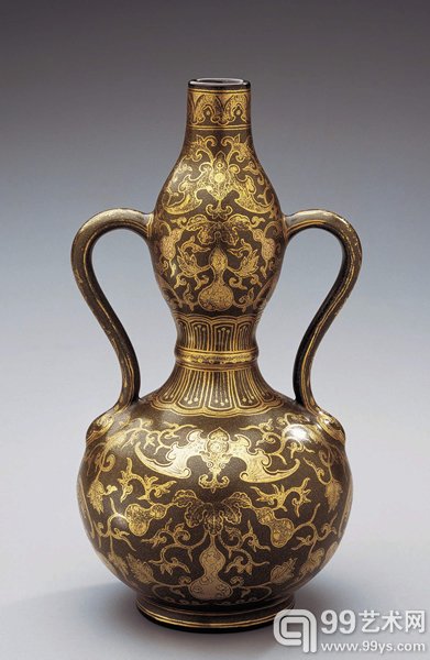 HK0638_Silver and Gilt-Decorated Double-Gourd Teadust Vase