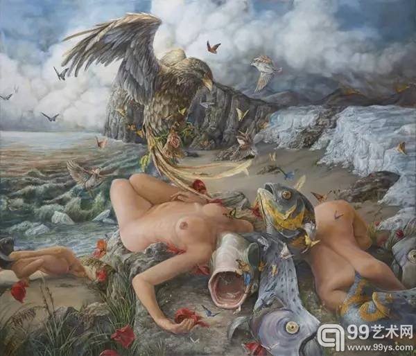 美国画家 Hannah Yata 作品另类怪异,融合了人、动物及自然,寓意丰富。