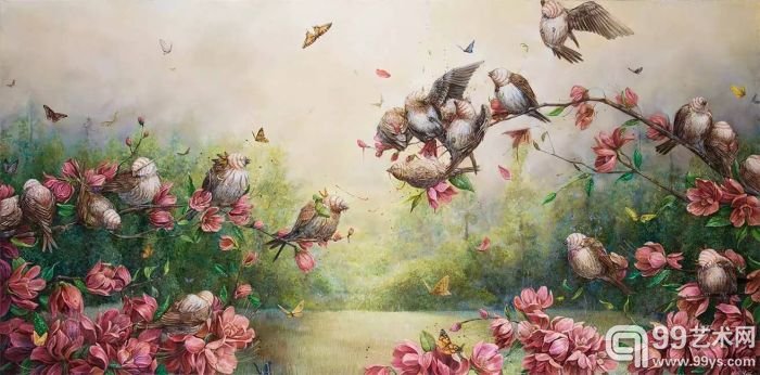 美国画家 Hannah Yata 作品另类怪异,融合了人、动物及自然,寓意丰富。