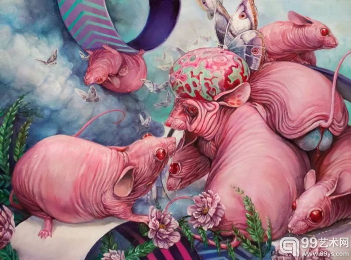 美国画家 Hannah Yata 作品另类怪异,融合了人、动物及自然,寓意丰富。