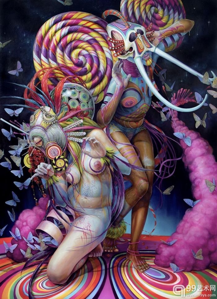 美国画家 Hannah Yata 作品另类怪异,融合了人、动物及自然,寓意丰富。