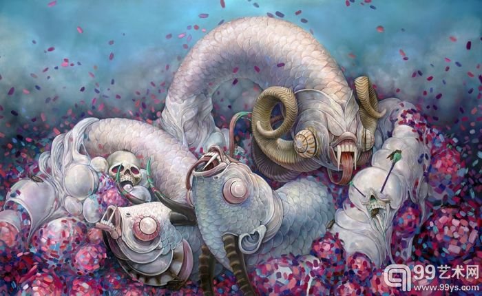美国画家 Hannah Yata 作品另类怪异,融合了人、动物及自然,寓意丰富。