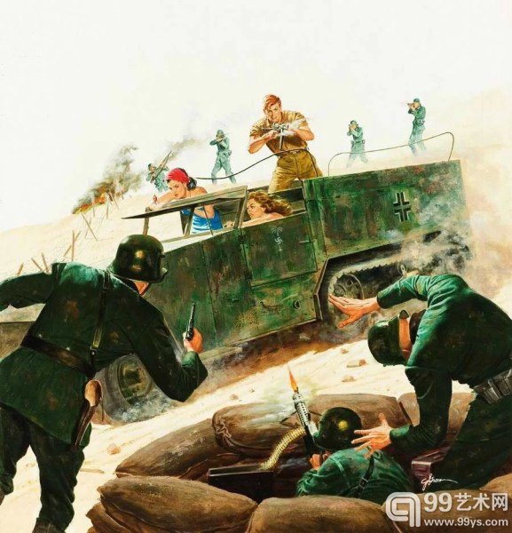 二战题材插画:带女朋友战纳粹的浪漫想象