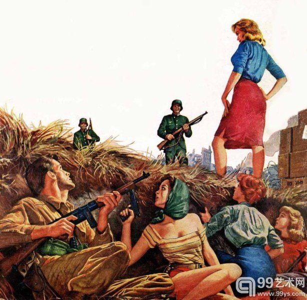 二战题材插画:带女朋友战纳粹的浪漫想象