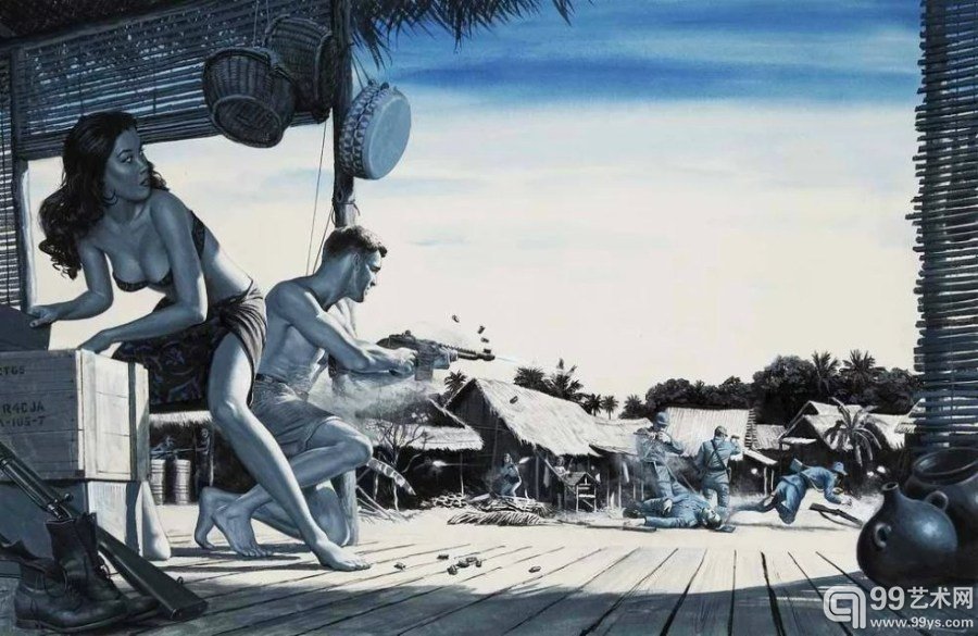 二战题材插画:带女朋友战纳粹的浪漫想象