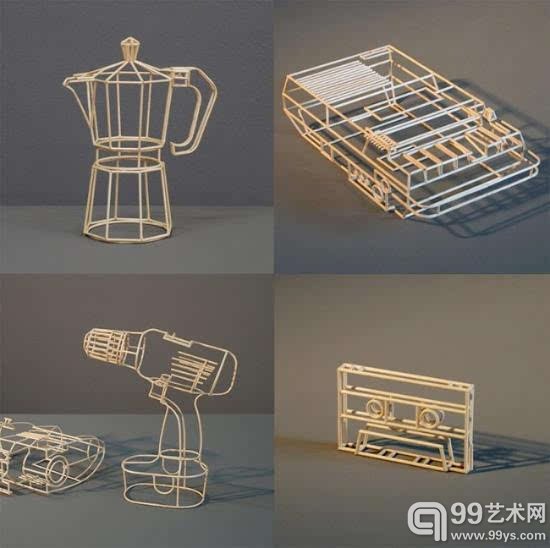 绘图空间：Janusz Gr nspek 的木条雕塑