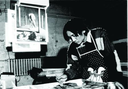 1995年，在中央美院石版工作室创作留念。