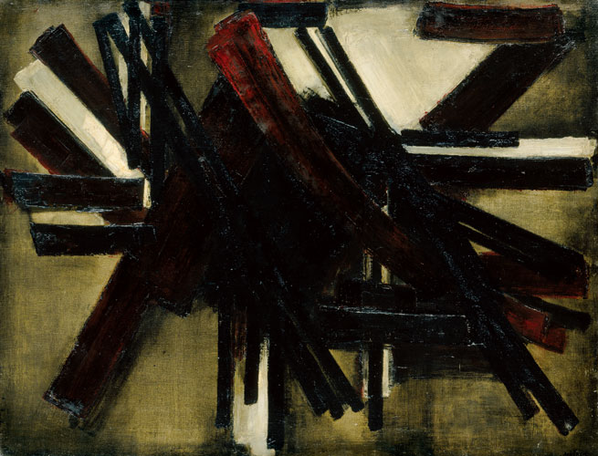 皮耶·苏拉吉（Pierre Soulages；1919年生）《绘画1952.10.10》 1952年作