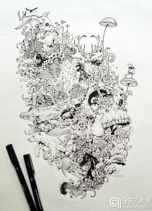 菲律宾插画师Kerby Rosanes的绘画本手绘插画欣赏