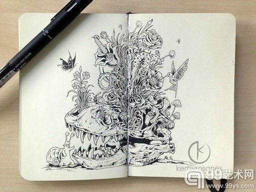 菲律宾插画师Kerby Rosanes的绘画本手绘插画欣赏