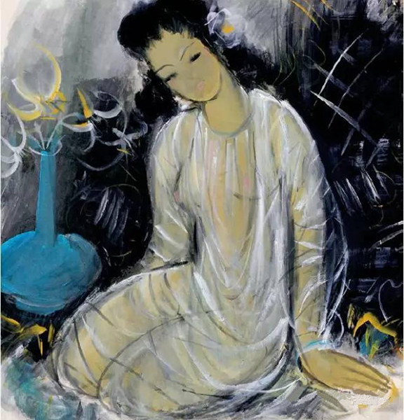 Lot 907 林风眠《仕女》设色纸本 镜心68.6×66 cm.估价：HK$ 2,400,000-2,800,000