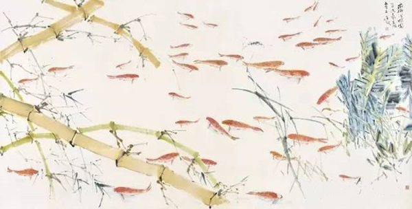 Lot 1068 陈文希《鱼乐图》设色纸本 镜心 120×242 cm.估价：HK$ 1,500,000-3,000,000