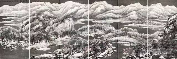 Lot 1213 崔如琢《飞雪伴春》设色纸本　镜心　二〇一三年作299.5×873cm.估价：HK$ 150,000,000 - 200,000,000