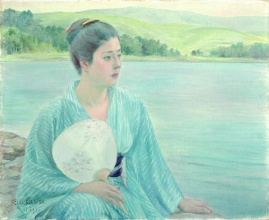 黑田清辉油画《湖畔》