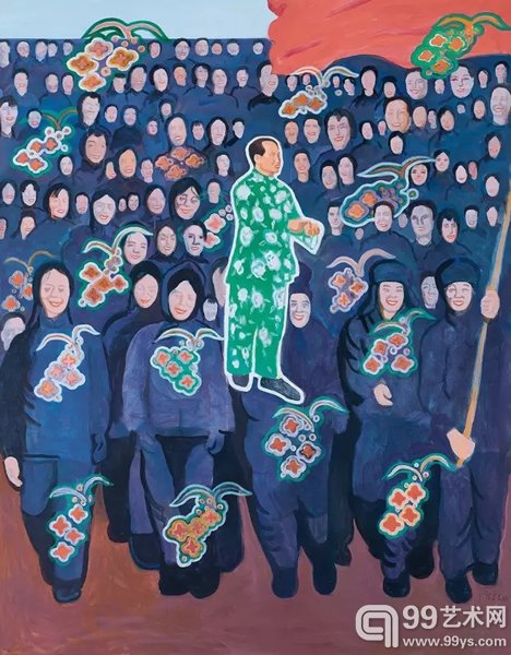 余友涵 《毛主席爱人民：蓝》 1995 年作  压克力 画布 175 x 136 cm.