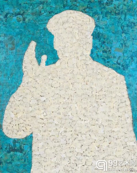 薛松 《挥手》2005 年作  压克力 综合媒材 画布  150.6 x 120 cm.