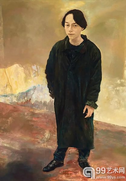 毛焰 《伫立的青年》 1993 年作 油彩 画布 200 x 140 cm.
