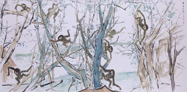 陈文希（1906–1992）《林间八猿》 约1990 年作