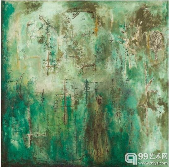 赵无极 翠绿色 油彩 画布 127 x 127.5公分. (50 x 50寸) 1950年作