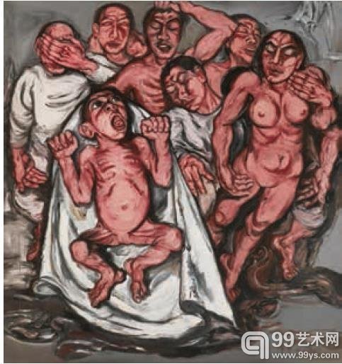 曾梵志 献血过量 油彩画布 180x167公分(70?x65寸) 1992年作 估价待询