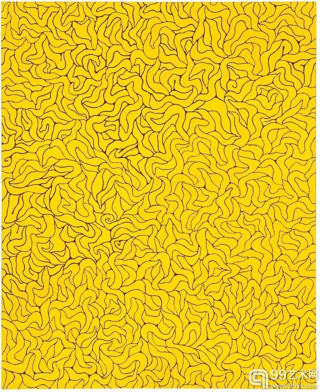 草间弥生 (生於 1929年) 《敦煌黄沙》 签名:Yayoi Kusama 1990 Yellow Dust in Dunhuang (画背) 丙烯 画布 162.1 x 130 公分 1990年作 美元 300,000-500,000